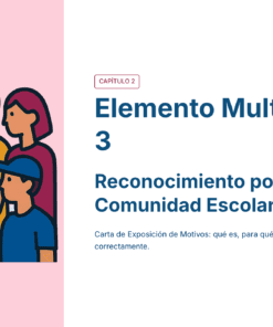 Ilustración de una mujer entregando un documento a una familia (dos adultos y un niño), junto al texto 