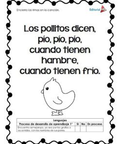 El Cuadernillo de Trabajo Juguemos con Rimas Para Preescolar incluye la rima 