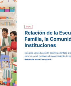 Seis adultos y niños sentados en círculo en un aula colorida, conversando y sonriendo, con juguetes y materiales escolares alrededor. A la derecha, texto titulado 