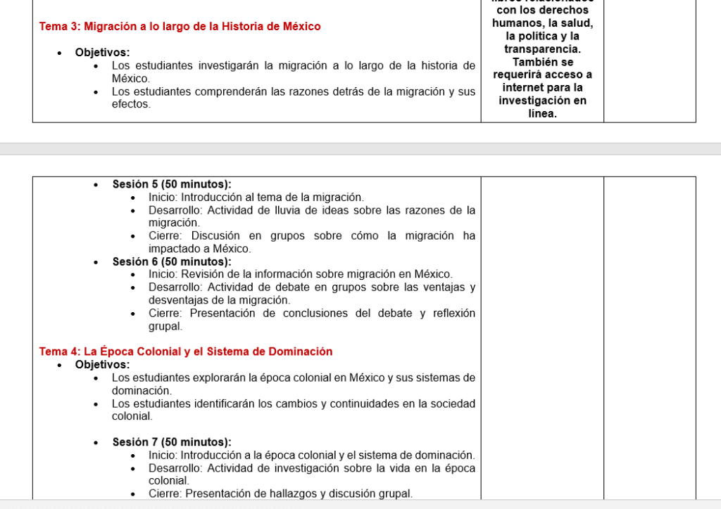 Plan Didáctico de Historia 1° Secundaria todo el ciclo 2023-2024 NEM