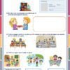Exámenes de Primaria 1° Grado (NEM 2026 – 2027) 2do Trimestre 13 Un Examen Segundo Trimestre Primer Grado 2024 NEM para estudiantes de primer grado en español para el NEM 2024. Las tareas incluyen completar una credencial de la biblioteca, resolver un conflicto con una ilustración, identificar comportamientos respetuosos e irrespetuosos en el aula a través de imágenes y marcar las casillas de reglas del aula.