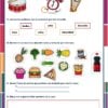 Planeaciones 1° Primer Grado de Primaria NEM (Ciclo Escolar Completo 2026 - 2027) + Exámenes + Cuadernillos de Trabajo 13 Imagen de una hoja de trabajo en español para primer grado con secciones sobre música, alimentos saludables y no saludables, modales y responsabilidades. Incluye imágenes de instrumentos, alimentos, casillas de verificación y líneas en blanco para respuestas. El título dice