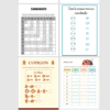 El Cuadernillo de Sumas presenta cuatro actividades matemáticas: una cuadrícula de números para sumar, relacionar sumas con resultados, una tarea de descifrado de códigos basada en símbolos y una tabla de cálculo con una ilustración de mariquita.