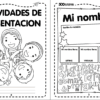 500 actividades para niños y niñas 5 Dos páginas de actividades en blanco y negro para niños en español. La primera muestra a niños sonrientes alrededor de una mujer, titulada