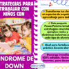 Dos niñas con síndrome de Down trabajan juntas en una mesa con lápices de colores. La imagen promueve estrategias de enseñanza para niños con síndrome de Down, destacando la empatía, la inclusividad y los recursos prácticos para profesores.