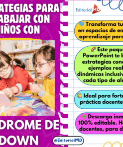 Dos niñas con síndrome de Down trabajan juntas en una mesa con lápices de colores. La imagen promueve estrategias de enseñanza para niños con síndrome de Down, destacando la empatía, la inclusividad y los recursos prácticos para profesores.