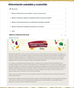 Curso Contestado Alimentación Saludable y Sostenible 8 Captura de pantalla de la página de un curso en línea titulado