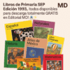 Una colección de coloridos libros de texto escolares mexicanos de primaria de 1993 para tercer grado, incluyendo español, historia, geografía, matemáticas y ciencias naturales, dispuestos superpuestos unos sobre otros.