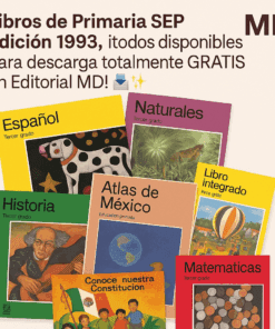 Una colección de coloridos libros de texto escolares mexicanos de primaria de 1993 para tercer grado, incluyendo español, historia, geografía, matemáticas y ciencias naturales, dispuestos superpuestos unos sobre otros.