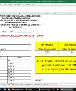 Una captura de pantalla de un Reporte de Calificaciones Automatizado Secundaria con un encabezado verde titulado 