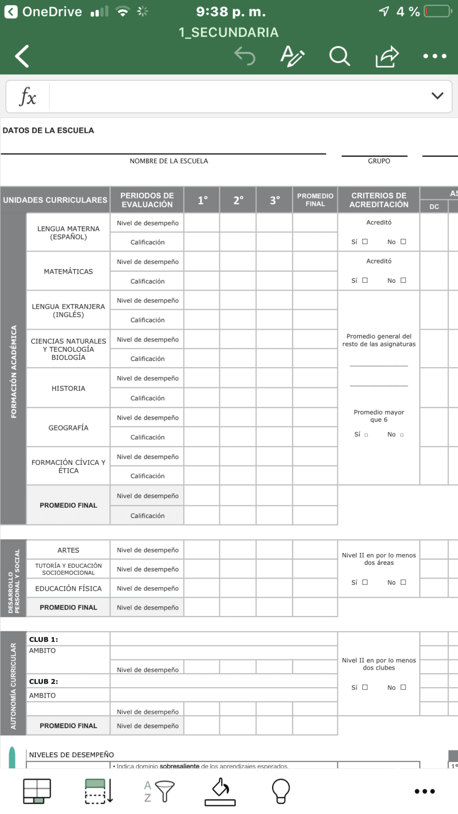 Formato Editable De Reporte De Evaluación Secundaria 3er Año