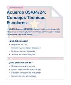 Guía de Estudio Admisión GEOGRAFÍA Educación Secundaria- USICAMM 2026 - 2027 + (Simulador 90 Reactivos) 28 Una infografía en español resume los puntos clave del Acuerdo 05/04/24 sobre los Consejos Técnicos Escolares, destacando su integración, la planificación de las sesiones y su importancia para la mejora escolar y la toma de decisiones.