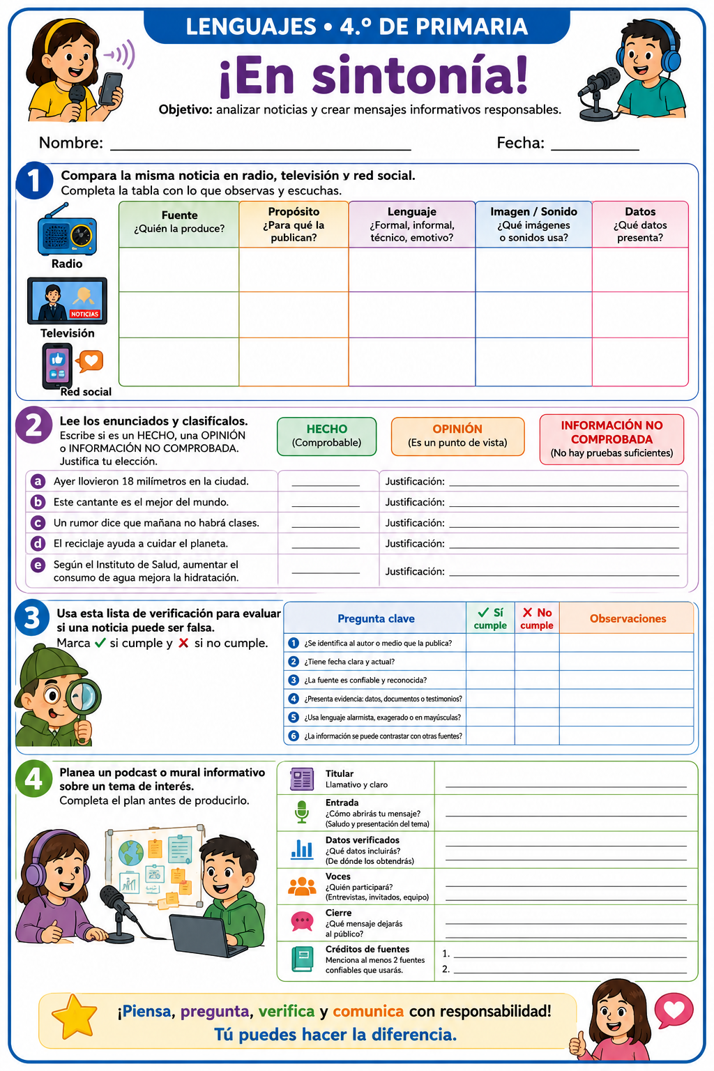 Fichas de trabajo PRIMARIA 4° Grado TODOS LOS PROYECTOS (IMPRIMIBLES) 15 Fichas de trabajo PRIMARIA 4° Grado TODOS LOS PROYECTOS (IMPRIMIBLES) - Image 15