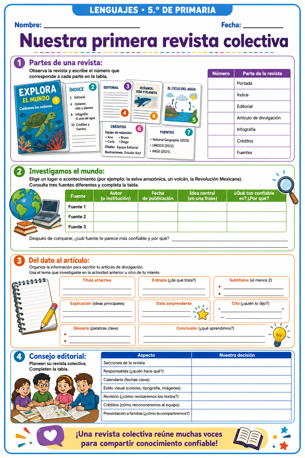 Fichas de trabajo PRIMARIA 5° Grado TODOS LOS PROYECTOS (IMPRIMIBLES) 14 Fichas de trabajo PRIMARIA 5° Grado TODOS LOS PROYECTOS (IMPRIMIBLES) - Image 14