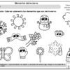 Llegó el frío...¿Y ahora qué hacemos? 25 Ficha en blanco y negro con varios dibujos: sol, pingüino, nube con lluvia, bufanda, gorro, taza, mariposa, copo de nieve, manopla y flores. Las instrucciones piden colorear sólo los elementos invernales.