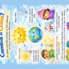 Llegó el frío...¿Y ahora qué hacemos? 26 Una infografía ilustrada en español explica por qué cambia el clima. Muestra el sol calentando la Tierra, y cómo la inclinación de la Tierra provoca clima cálido y frío, con niños felices y fríos y un sol y un copo de nieve alegres.