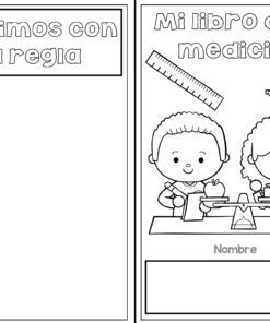 Dos hojas de ejercicios en blanco y negro en español. Izquierda: 