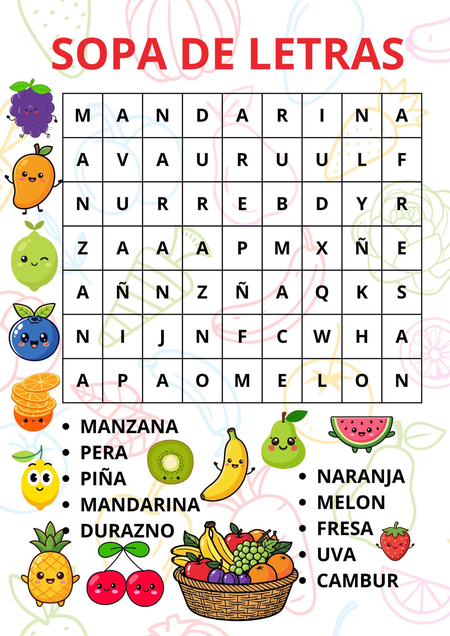 Libro de frutas para colorear 6 Libro de frutas para colorear - Image 6