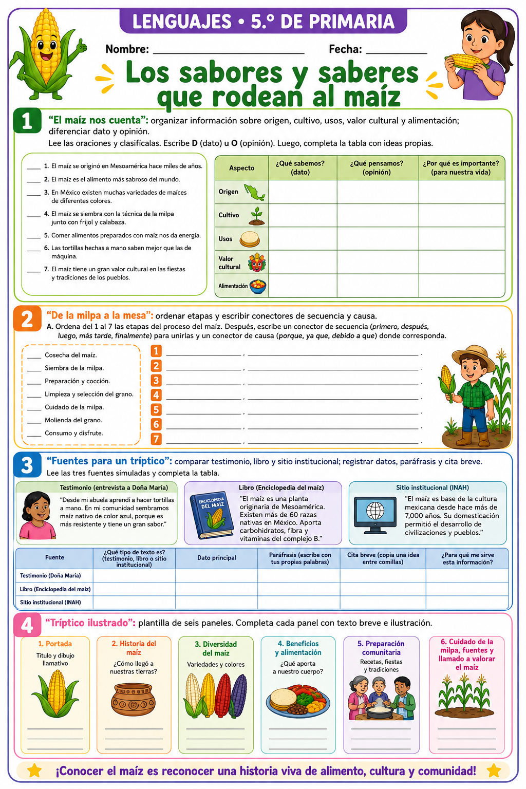 Fichas de trabajo PRIMARIA 5° Grado TODOS LOS PROYECTOS (IMPRIMIBLES) 5 Fichas de trabajo PRIMARIA 5° Grado TODOS LOS PROYECTOS (IMPRIMIBLES) - Image 5