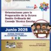 Portada de una guía educativa para líderes escolares con el logotipo de la Secretaría de Educación Pública de México, el título de la sesión y gráficos de docentes en un escritorio. Se centra en las actividades de junio de 2025 y el Año de las Mujeres Indígenas.