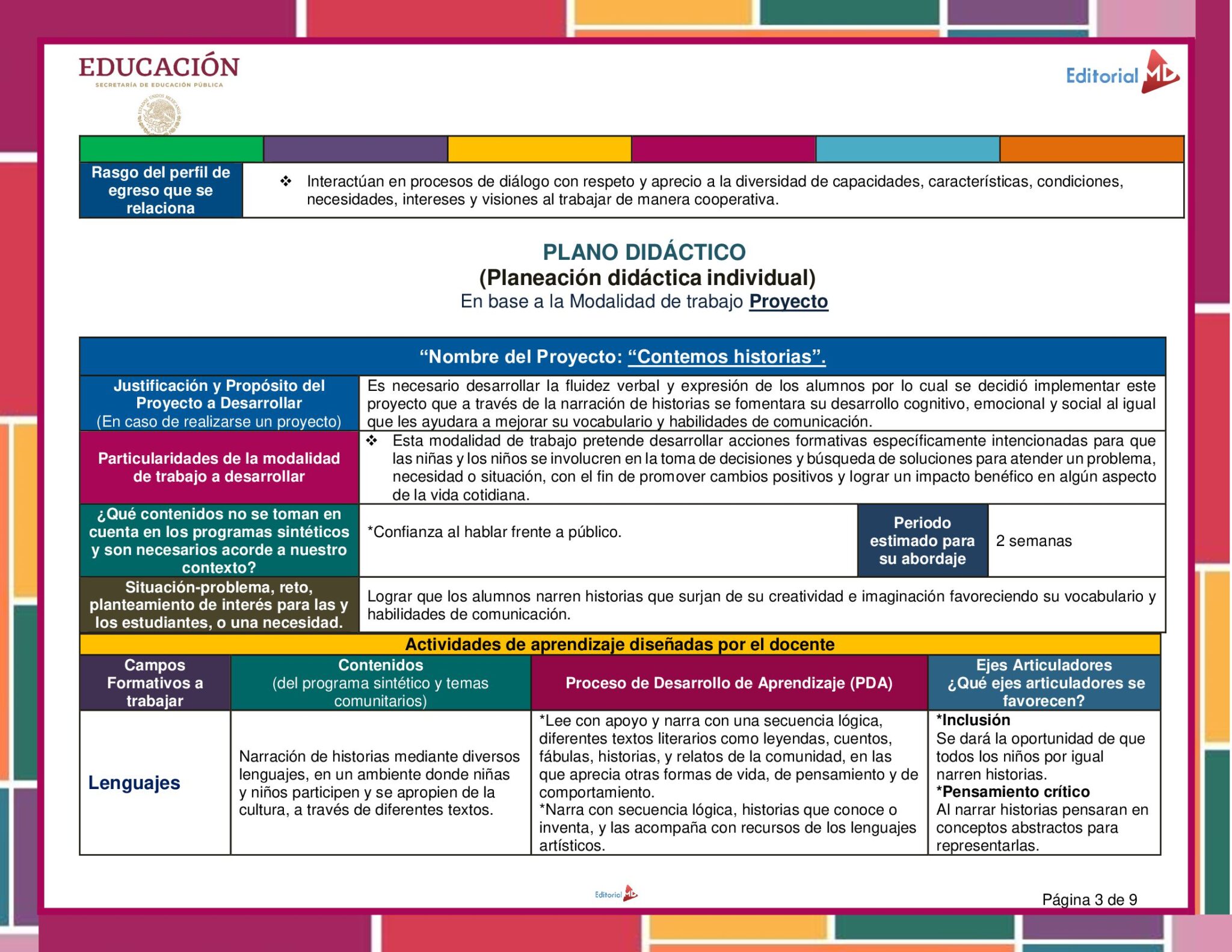 Planeación Contemos Historias para Preescolar 4 Planeación Contemos Historias para Preescolar - Image 4