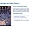Guía de Estudio PROMOCIÓN HORIZONTAL ARTES – USICAMM 2026 – 2027 + (Simulador 90 Reactivos) 35 Infografía sobre temas pedagógicos relacionados con el teatro, con alumnos en escena y los beneficios educativos y sociales de este arte.
