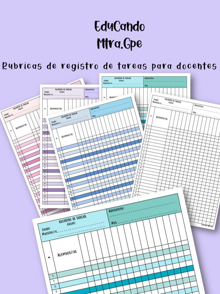 RUBRICA DE REGISTRO DE TAREAS PARA DOCENTES COLORIDO 1 RUBRICA DE REGISTRO DE TAREAS PARA DOCENTES COLORIDO