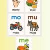 Memorama con tarjetas de silabas simples (Parte I) 6 Cinco flashcards ilustradas con sílabas en español: