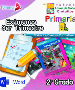 Imagen de portada colorida con libros de texto, portapapeles y lápiz, el logotipo de Microsoft Word y texto: 