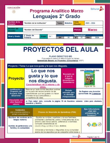 2° Primaria Lenguajes Marzo Pagina 01