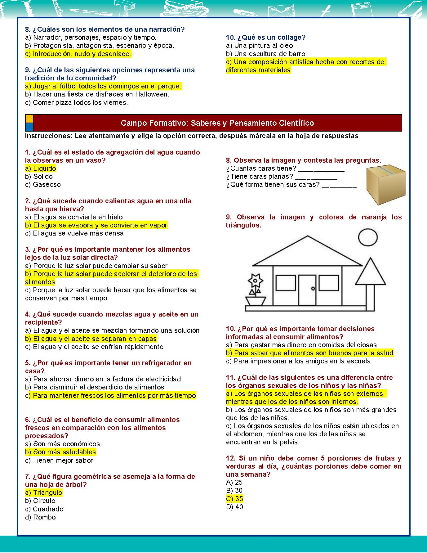 Evaluación Diagnóstica Primaria 3° Grado Ciclo Escolar 2025 – 2026