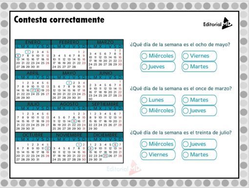 Actividades del calendario