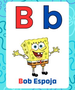 Una colorida flashcard con una gran 