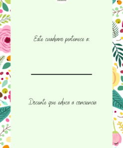 Cubierta decorativa de un Cuaderno del docente (Floral) con cenefas florales en colores vibrantes. El texto dice 