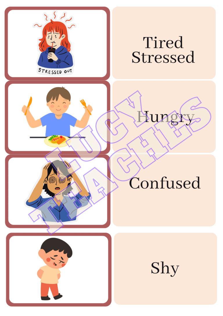 Flashcards emociones en Inglés / Memo test Feelings