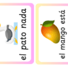Dos flashcards: una con un pato de dibujos animados nadando y el texto 