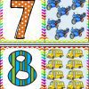 Tarjetas de los numeros y cantidad transportes 7 transportes