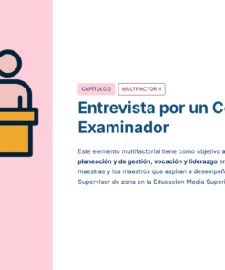 Paquete Promoción a SUPERVISOR ESCOLAR – Educación Media Superior (Carta de Exposición de Motivos + Plan de Mejora Continua + Guía EMS) EMS BACHILLERATO 2026–2027 39 Ilustración de cuatro personas en una mesa que representan un comité, con otra persona sentada frente a ellos. La imagen va acompañada de un texto en español sobre una entrevista realizada por un comité examinador para funciones de liderazgo educativo.