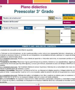 Planeación La Orquesta para Preescolar es una vibrante plantilla en español que incluye información sobre la escuela y la clase, horarios, análisis del contexto de la lección, cuadros codificados por colores y tablas organizadas para los primeros grados.