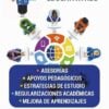 Ebook "10 estrategias para motivar a tus estudiantes" 3 Colorido anuncio de consultoría educativa en el que aparecen cinco personas alrededor de una mesa con forma de bombilla, iconos de educación y texto que ofrece tutoría, apoyo pedagógico, estrategias de estudio, regularización académica y mejora del aprendizaje. Información de contacto más abajo.