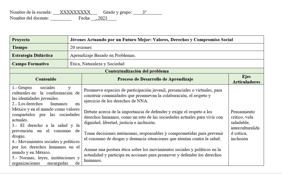 Plan Didáctico de Formación Cívica 3° Secundaria 2023