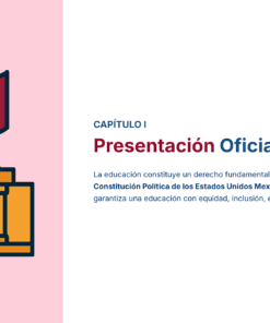 Ilustración de un edificio gubernamental amarillo con una bandera mexicana en la parte superior, junto a un texto en español sobre la presentación oficial de USICAMM y el derecho a la educación en México. El fondo es mitad rosa, mitad blanco.