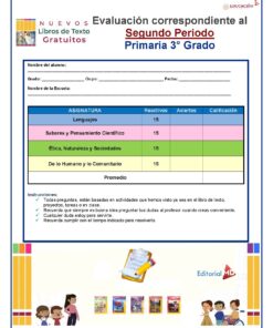 3° Grado Evaluacion 2do Periodo Pagina 1