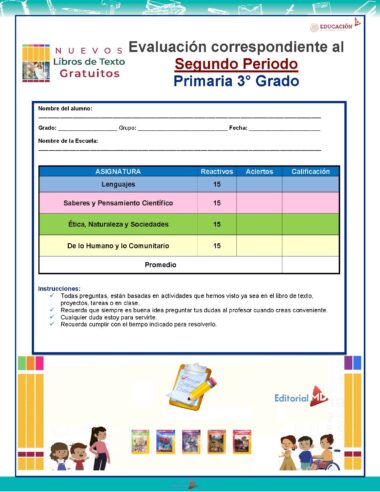 3° Grado Evaluacion 2do Periodo Pagina 1