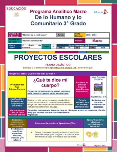 3° Primaria De lo Humano y lo Comunitario Marzo Pagina 1