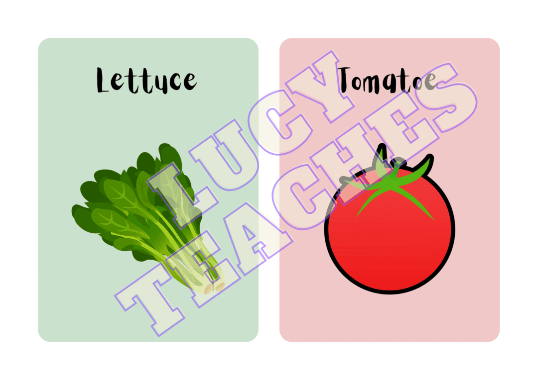 Flashcards vegetales en Inglés