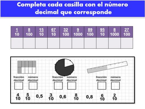 Ejercicios de sumas con punto decimal