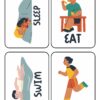 Cuatro tarjetas ilustradas del conjunto 