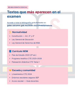 Guía de Estudio HORAS ADICIONALES HISTORIA Educación Secundaria- USICAMM 2026 - 2027 + (Simulador 90 Reactivos) 49 Una infografía titulada