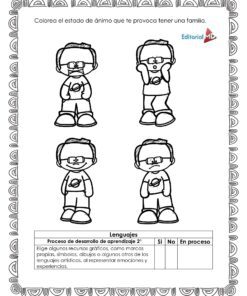 El Cuadernillo de Trabajo Mi Árbol Genealógico para Preescolar presenta a cuatro niños de dibujos animados que muestran emociones y pide a los niños que coloreen cómo les hace sentir la familia o su árbol genealógico. Incluye una tabla de seguimiento del progreso.